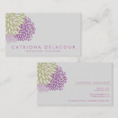 紫と緑の花ビジネススタイリッシュカード 名刺 (正面/裏面)