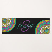 紫と緑の花マンダラモノグラムヨガマット ヨガマット (正面(横))