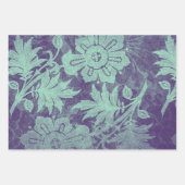 紫と緑の花柄ラッピングシート ラッピングペーパーシート (正面3)