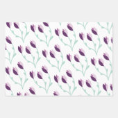 紫と緑の花柄ラッピングシート ラッピングペーパーシート (正面)