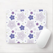 紫と緑の花柄 マウスパッド (マウス)