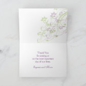紫と緑の花模様のウェディング サンクスカード サンキューカード (内部)