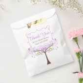 紫と緑の花鳥のウェディングシャワーお礼メッセージ フェイバーバッグ (封をした状態)