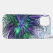 紫と緑の花 アブストラクト フラクタルアートのイニシャル Case-Mate iPhoneケース (裏面 (横))