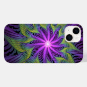 紫と緑の花 モダン アブストラクト フラクタルアート Case-Mate iPhoneケース (裏面 (横))