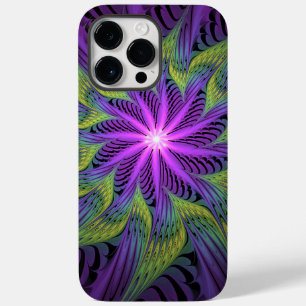 紫と緑の花 モダン アブストラクト フラクタル アート Case-Mate iPhone 14 PRO MAXケース