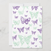 紫と緑の蝶ホワイトブライダルシャワー 招待状 (裏面)