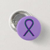 紫と緑の認識度リボンエンジェルボタンピン 缶バッジ (正面&裏面)