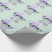 紫と緑の赤ちゃんシャワーラッピング紙 ラッピングペーパー (角)