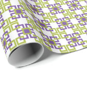 紫と緑の連動正方形 ラッピングペーパー (ロールコーナー)