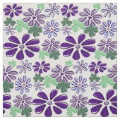 紫と緑の野草とクローバー ファブリック (見本)