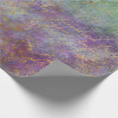 紫と緑の金ゴールドスクリプト ラッピングペーパー (角)