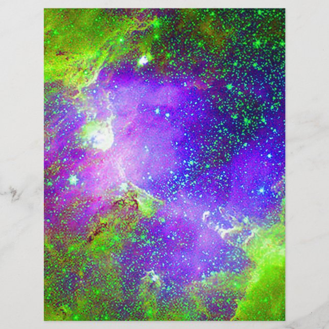 紫と緑の銀河系星雲宇宙画像 (正面)