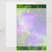 紫と緑の銀河系星雲宇宙画像 便箋 (正面/裏面)