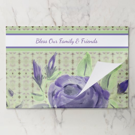 紫と緑の25ピースランチョンマット ペーパーパッド (折り畳み)