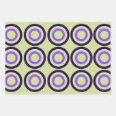 紫と緑の3パターン ラッピングペーパーシート (正面)