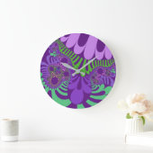 紫と緑モダン ラージ壁時計 (ホーム)