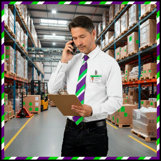 [紫と緑]のはっきりしたストライプ ネクタイ