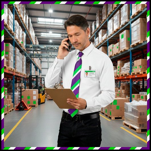 [紫と緑]のはっきりしたストライプ ネクタイ