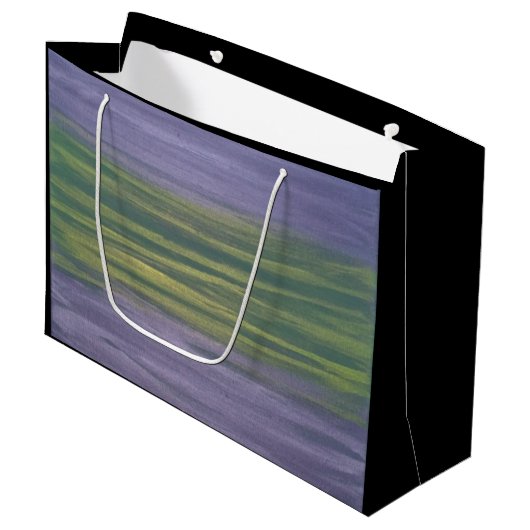 紫と緑 |バイオレットライムオリジナル抽象芸術 ラージペーパーバッグ (正面アングル)