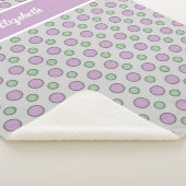 紫と緑、水玉模様と名前 シェルパブランケット (3/4)