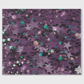 紫と色数々ののキラキラ星 ラッピングペーパー (フラット)