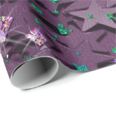 紫と色数々ののキラキラ星 ラッピングペーパー (ロールコーナー)