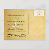 紫と茶色のひまわり結婚式の日付を保存 案内ポストカード (裏面)