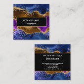 紫と茶色のグリッターピーコックアゲート スクエア名刺 (正面/裏面)