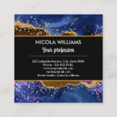 紫と茶色のグリッターピーコックアゲート スクエア名刺 (裏面)