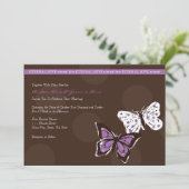 紫と茶色のバタフライクール結婚式招待状 招待状 (スタンド正面)