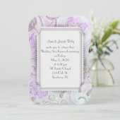 紫と茶色のフローラフレームスリットコーナーデザイン 招待状 (スタンド正面)
