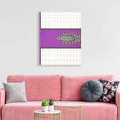 紫と華美茶色の色合いを合わせたスカーフ、 h キャンバスプリント (インサイチュ (リビング))