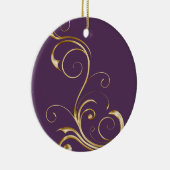 紫と華美金ゴールド渦巻き セラミックオーナメント (右)