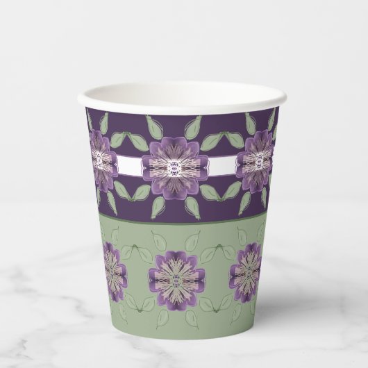 紫と薄い緑 紙コップ (正面)