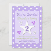 紫と薄紫と星の誕生日パーティー 招待状 (正面)