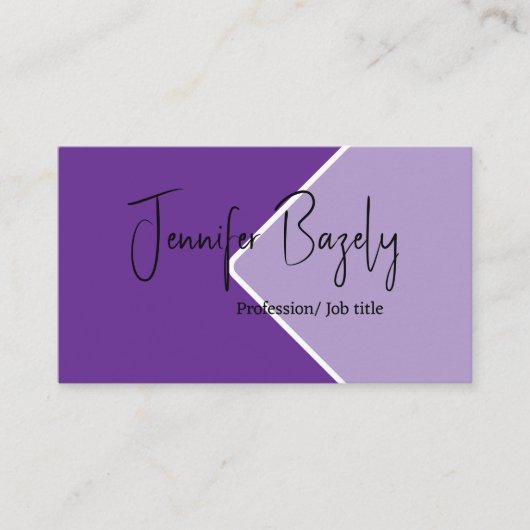 紫と薄紫はっきりしたのミニマリスト 名刺 (正面)