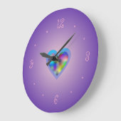 紫と虹のハート>女の子の壁時計 スクエア壁時計 (傾斜)