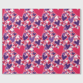 紫と赤いハート ラッピングペーパー (フラット)