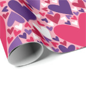 紫と赤いハート ラッピングペーパー (ロールコーナー)