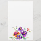 紫と赤のアイリスパーソナライズされた 便箋 (裏面)