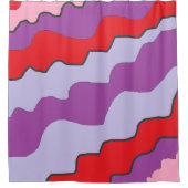 紫と赤のシャワーカーテン シャワーカーテン (正面)