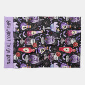 紫と赤のハロウィーンカクテルとポーション キッチンタオル (横)