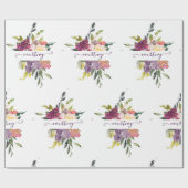 紫と赤のフローラパーソナライズされた包装紙 ラッピングペーパー (フラット)