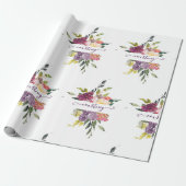 紫と赤のフローラパーソナライズされた包装紙 ラッピングペーパー (アンロールド)
