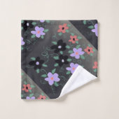 紫と赤のフローラ バスタオルセット (ウォッシュタオル)