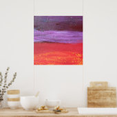 紫と赤のプリント ポスター (キッチン)