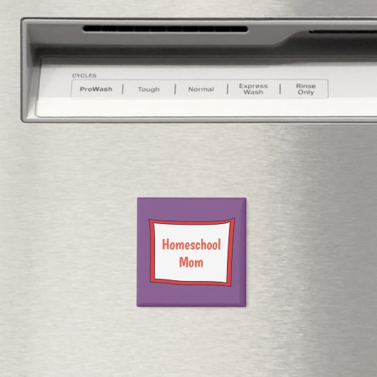 紫と赤のホームスクールの母 マグネット (インサイチュ (食洗機))