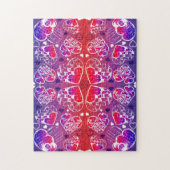 紫と赤のロマンお洒落ティックハートパターン ジグソーパズル (縦)