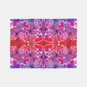 紫と赤のロマンお洒落ティックハートパターン フリースブランケット (正面(横))